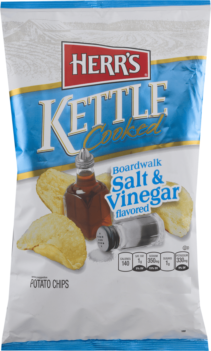 Herr's Kettle Cooked Boardwalt Salt & Vinegar Potato Chips, 3Pack 7.5
