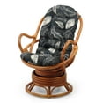 thumbnail image 3 of Java Swivel Rocking Lounge Chair Natural Rattan Wicker with Black Leaf Cushion, Colonial Color, 3 of 5