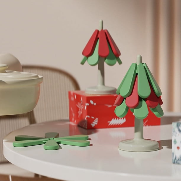 Xihbxyly Juego de Salvamanteles con Forma de Árbol, Almohadillas Térmicas Plegables para Ollas Calientes, Elegante Protector de Mesa de Cocina, Material Abs Duradero, Diseño Compacto, Perfecto para R