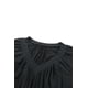 thumbnail image 3 of ABPHQTO Top de manga corta fruncido con cuello en V negro para mujer, 3 of 5