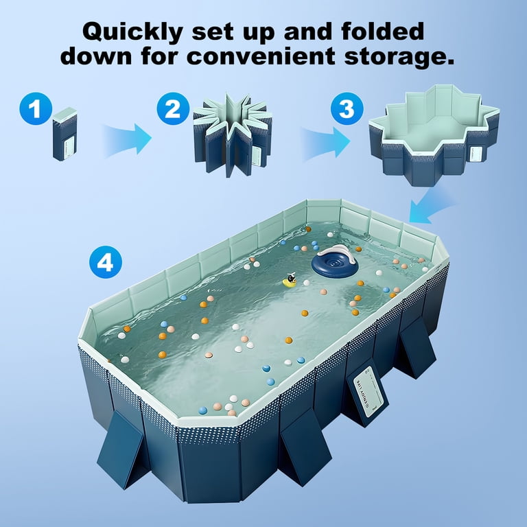 Collapsible Family Pool – Non-Inflatable, Measures 82x55x21 inches