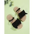 thumbnail image 4 of Women Ribbed Knit Bow Espadrille Open Toe Slide Sandals, Vacation Outdoor Polyester Flat Sandals, 4 of 4