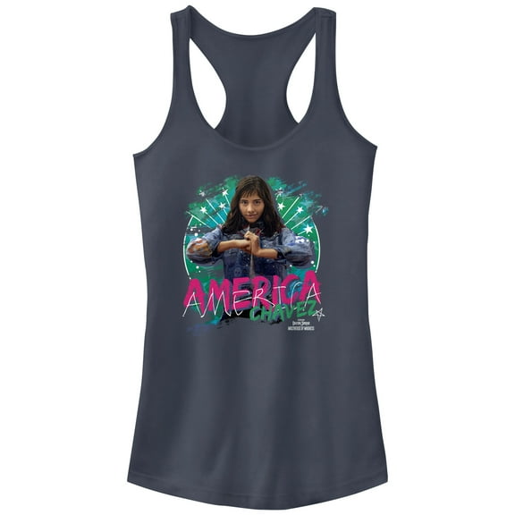 Junior's Marvel Doctor Strange in the Multiverse of Madness America Chavez Racerback Tank Top Indigo X Small