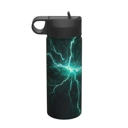 

Gaeub Green Lightning Flash Printed 18oz Sports Insulated Kettle With Straw Sports Insulated Bottle Water Bottle For Running Hiking Cycling Climbing Mens Womans Insulated Water Bottle