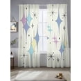 thumbnail image 2 of Purple Yellow Diamond Sheer Curtains 96 Inch Length 2 Panels Set Window Treatments, Modern Geometric Middle Century Rod Pocket Semi Curtains for Living Room/Bedroom/Kitchen Décor, 104"W x 96"L, 2 of 7