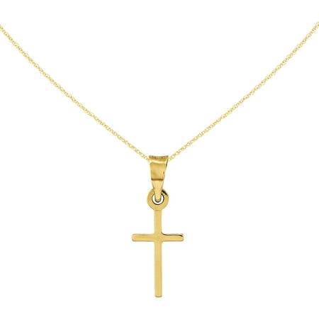 14kt Yellow Gold Polished Cross Necklace, 18