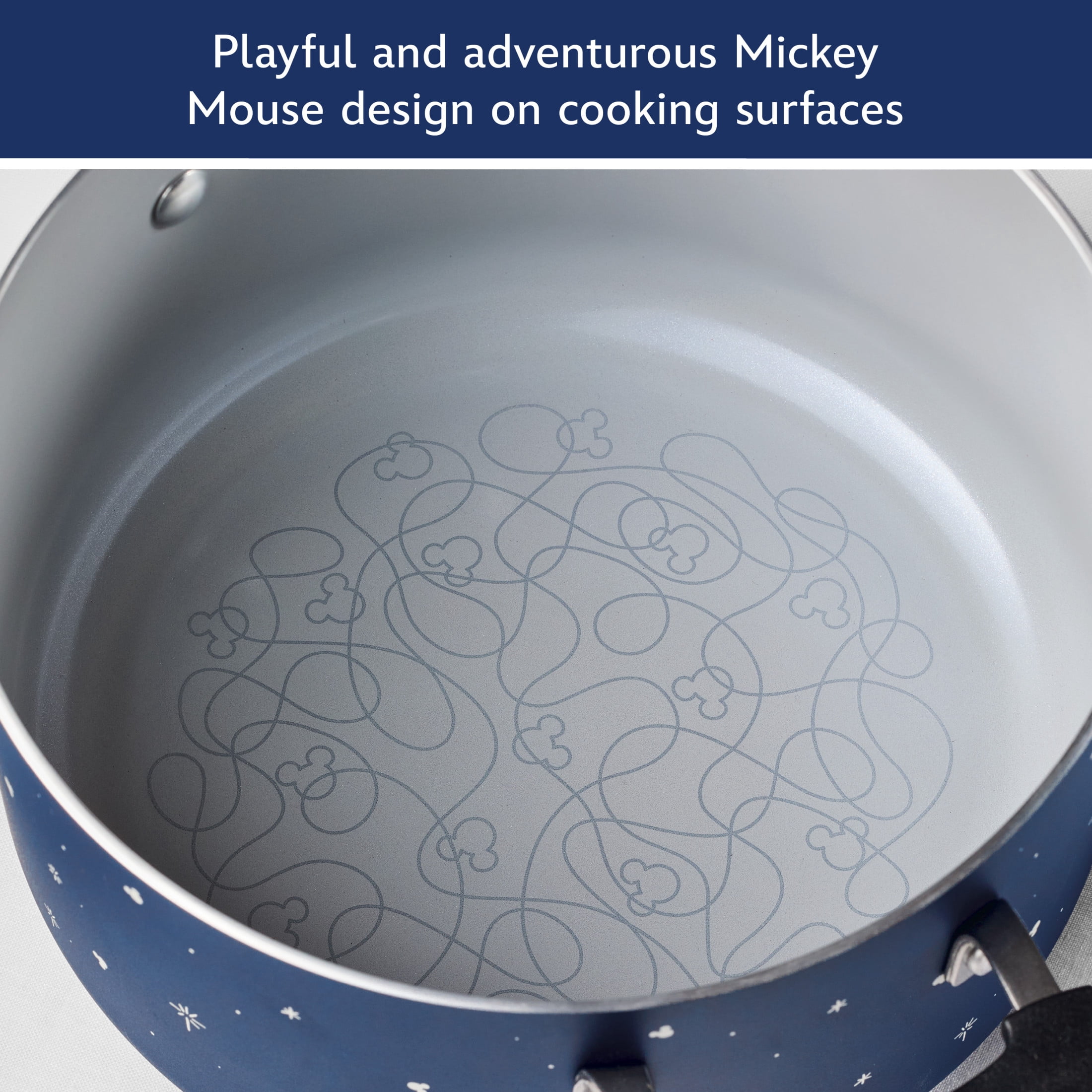 Farberware Disney Bon Voyage 5.5 Quart Ceramic Nonstick Stockpot with Lid, Dishwasher Safe, Blue