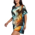 thumbnail image 2 of Daiia Red And Blue Flame Wave Dragon Pattern Womens Pajama Sets Short Sleeve Pajamas for Women Sets Soft Lounge Sets Casual Round Neck Sleepwear PJS-Small, 2 of 7