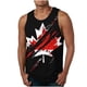 thumbnail image 1 of Hombres Hojas de Arce Impresión Gimnasio Hogar Usar Pijamas Color Algodón Color Sólido Cuello Redondo Camiseta, 1 of 4
