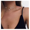 thumbnail image 1 of Bohemia Layered Choker Necklace Gold Disc Choker Star Choker Lariat & Y Necklace Bar Pendant Necklace (silver), 1 of 4