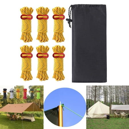 

Guy Line Ropes 6 Pack 4Mm Tent Reflective Cord Guide Rope 13Ft Camping