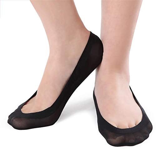 2 Pairs Ladies Girls Shoe Liners Lace Footsies Low Cut Liner Boat Socks Invisible Sock Grip Pads 3-6