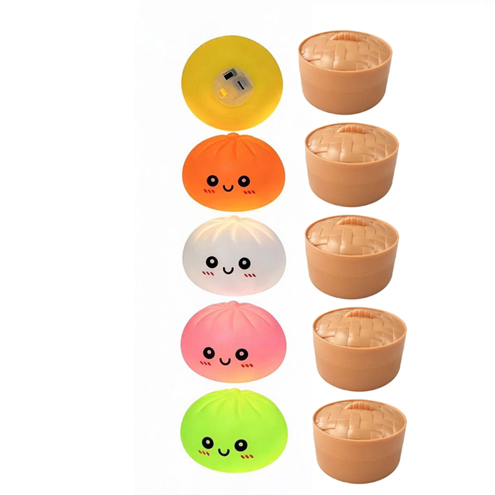 12 Pcs Glowing Cute Dumpling Stress Ball Set, Mystery Decompression Illuminated Bun with Steamed Box, Slow Rising Squeeze Ball for Anxiety Tension Relief, Fidget Sensory T-oy