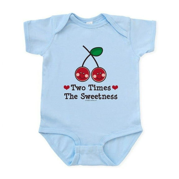 CafePress - Doubly Sweet Cherry Pink Twin Onesie - Baby Light Bodysuit, Size Newborn - 24 Months