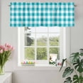 thumbnail image 3 of Valances for Windows Teal Blue White Plaid Lattice Rod Pocket Short Curtain for Bathroom Living Room Bedroom Abstract Gradient Line 1 Panel 42x12in, 3 of 9
