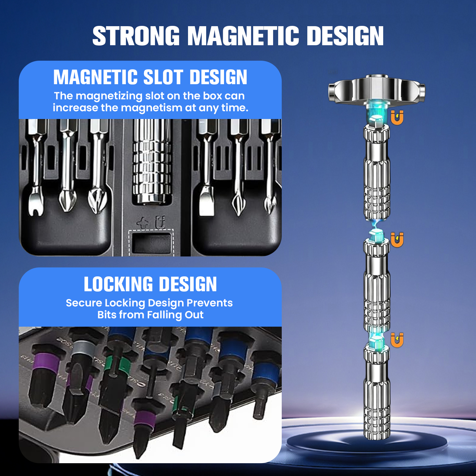 HUANCTOMA 40 In 1 Magnetic Screwdriver Set,Detachable T Handle Ratchet Screwdriver Set for DIY, Electronics,Car,Bicycle,Furniture