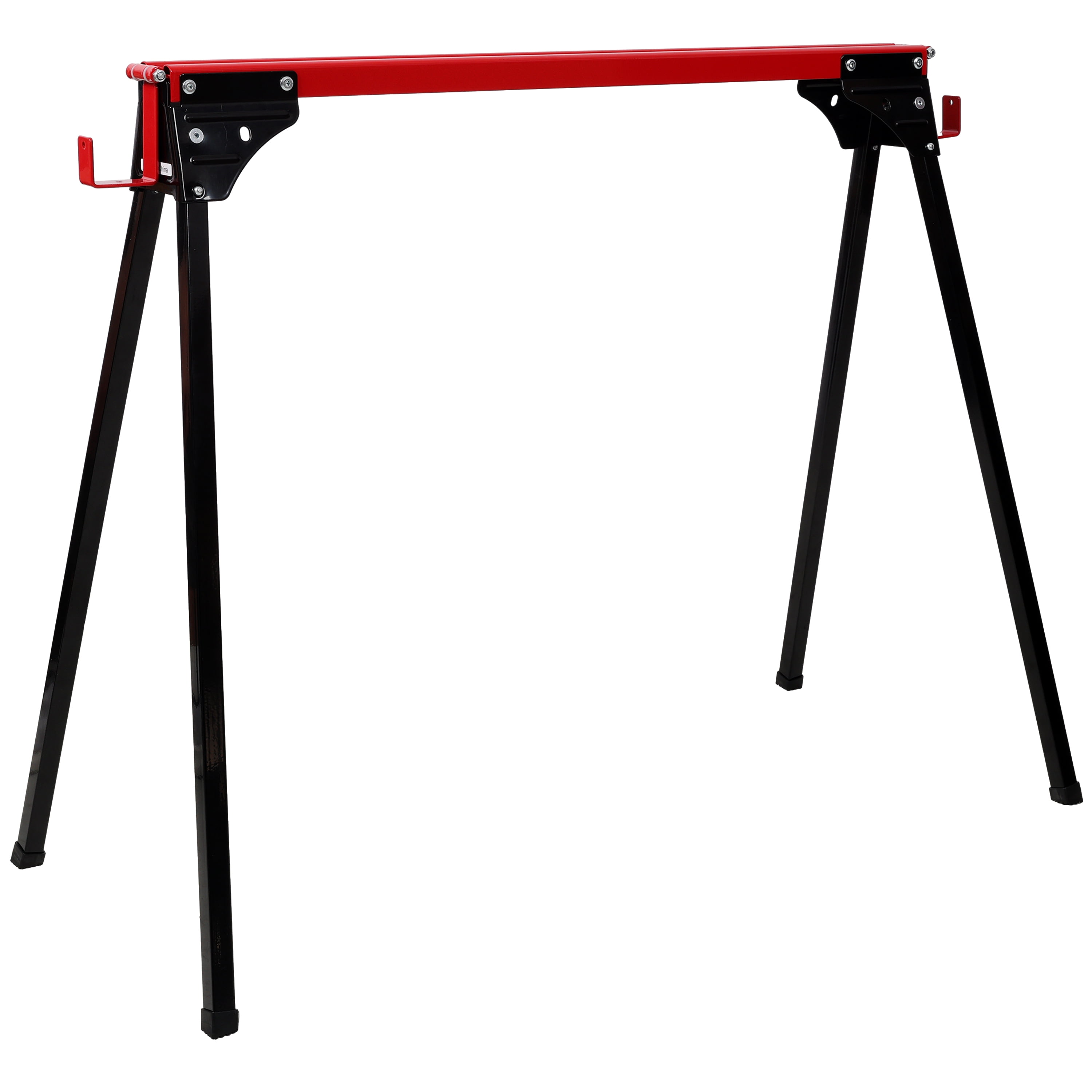 , Saw Horses 2 Pack, Folding Portable Work Horse with Fast Open Legs, Heavy Duty Steel Sawhorse for Garage, Workshop, Fully Assembled, Black+Red ,Steel ,