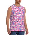thumbnail image 2 of Yiaed Skull Blue Flower Print Men's Singlet Vests Summer Running Muscle Tank Tops Gym Undershirt Round Neck Sleeveless for man, 2 of 5