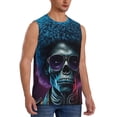 thumbnail image 2 of Pofeuu Punk Style Blue Haired Skull Print Men's Muscle T-Shirt, Sleeveless, Muscle Tank, Classic Muscle Tee Top For Men Casual Sleeveless Muscle T-Shirt Trendy Clothes-X-Large, 2 of 7