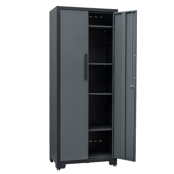 HPDMC Gray Metal Garage Storage Cabinet with 4 Adjustable Shelves and Locking Doors 75-inch Tall Tool Organizer Steel Lockers for Home, Office, Warehouse, Garage, 1Pc