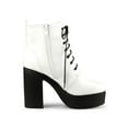 thumbnail image 6 of Unique Bargains Women's Platform Chunky High Heel Lace up Combat Boots White 6, 6 of 7