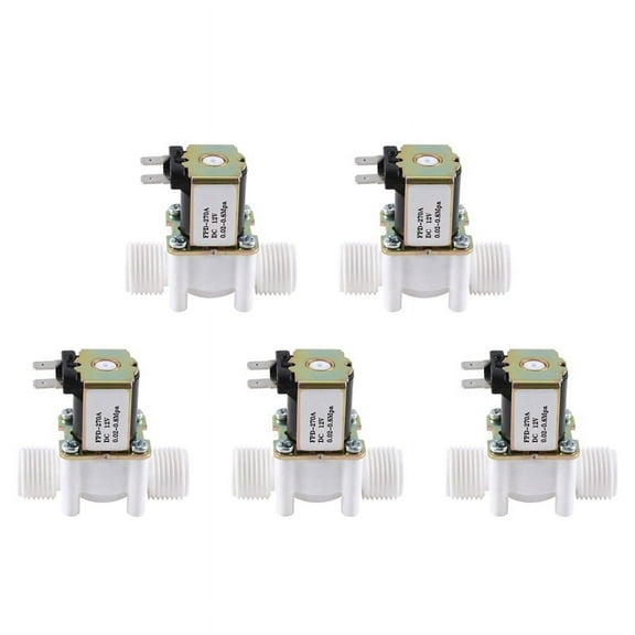 5X Dc12V Normally Closed Water Solenoid Valve G1/2-Inch Plastic Electrical Solenoid Valve for Water Dispenser
