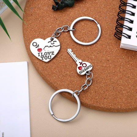 WHAMVOX 1 Set Couple Keychain Key Rings For Couples Matching Heart Keychains For Boyfriend And Girlfriend Gift For Valentine's Day