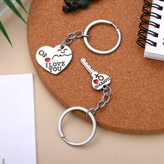 WHAMVOX 1 Set Couple Keychain Key Rings For Couples Matching Heart Keychains For Boyfriend And Girlfriend Gift For Valentine's Day