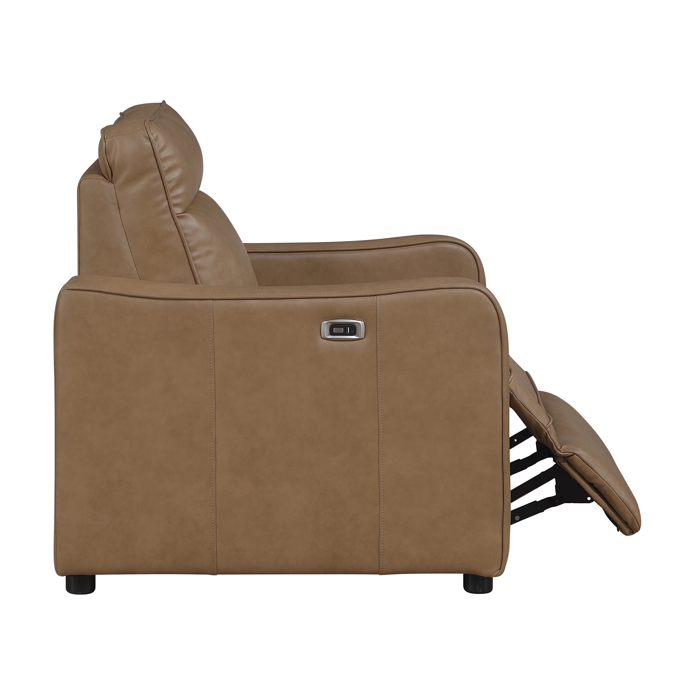 OakvillePark Ardena Faux Leather Power Reclining Chair with Curved Track Arms, Zero Wall Recliner, Brown