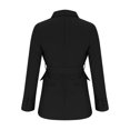 thumbnail image 4 of miqiqism Women's Casual Trench Cardigans Teen Girls Cozy Long Sleeve Lapel Button Down Belted Jacket Juniors Outerwear Peacoat with Pockets Casual Solid Clothing,Black,Medium, 4 of 5