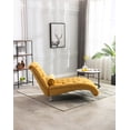 thumbnail image 4 of Tufted Velvet Chaise Lounge, Leisure Upholstered Sofa Couch with Acrylic Feet and Lumbar Pillow, Modern Upholstered Couch with Tufted Button for Living Room, Bedroom and Reading Room, Yellow, 4 of 9