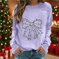 thumbnail image 2 of Makaor Sweatshirts for Women Christmas Crew Neck Tops Fleece Long Sleeve Pullover Graphic Casual Fall Clothes Purple, 2 of 4
