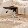 thumbnail image 5 of PORKISS Vanity Chair Makeup Chair, Home Office Chair, Ergonomic Desk Chair with Soft Faux Alpaca, Adjustable Swivel Task Computer Chair with Wheels, Cream, 5 of 10