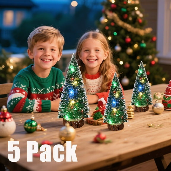 Mini Christmas Tree with Multicolor LED Lights, Battery Operated Tabletop Holiday Decoration, Artificial Pine Tree for Home, Office, Party, Desk, and Gift Display ,1 Pack
