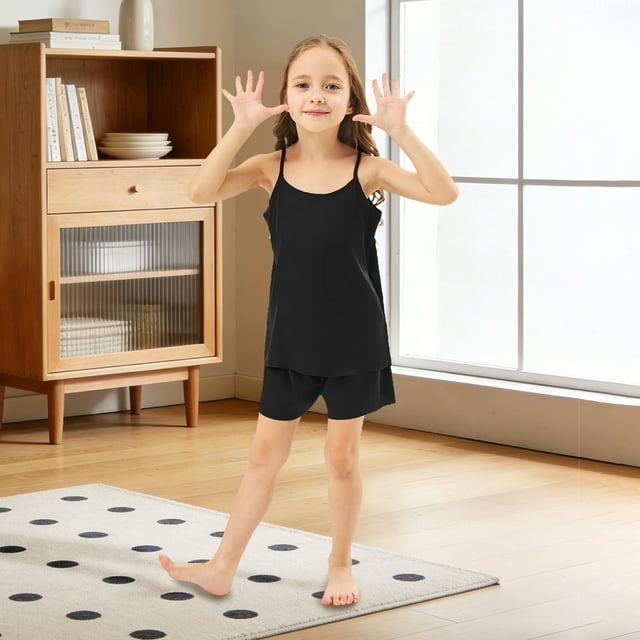 Satin Sleepwear For Girls Lightweight Summer Tank Top And Shorts PJ For Home And Sleep Without Frills