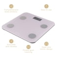 thumbnail image 4 of Báscula digital ELLE con IMC, grasa corporal, hidratación, masa muscular, masa ósea, calorías y seguimiento de peso. Morada, pantalla LCD, vidrio templado, capacidad de 181 kg., 4 of 5