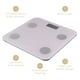 thumbnail image 4 of Báscula digital ELLE con IMC, grasa corporal, hidratación, masa muscular, masa ósea, calorías y seguimiento de peso. Morada, pantalla LCD, vidrio templado, capacidad de 181 kg., 4 of 5