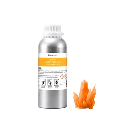 Monoprice Rapid UV 3D Printer Resin 1000ml - Orange | Compatible with All UV Resin Printers DLP, Laser, or