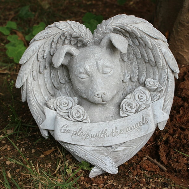 Angel Pet Statue,Super Cute Sleeping Dog/Cat in Angel's Wing Resin