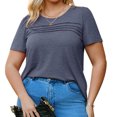 thumbnail image 4 of Solid Color Plus Size Women Short Sleeve Crew Neck Casual Pleated Tee Shirt, 4 of 6