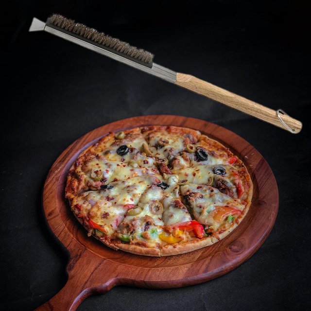 Cepillo de limpieza de piedra para pizza Depuradores de piedra de mango largo con raspador Herramientas de limpieza Accesorios Cepillo de pizza para h Soledad Cepillo de limpieza