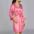 thumbnail image 5 of Alkepwun Robes for Women - Satin Bridesmaid Robes with Lace Detail - Silky Belted Wedding Prep Robes, 5 of 7