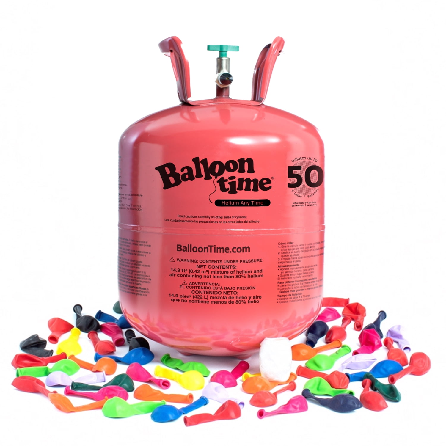 Balloon Time 12in Jumbo Helium Tank Kit with Colorful Latex Balloons