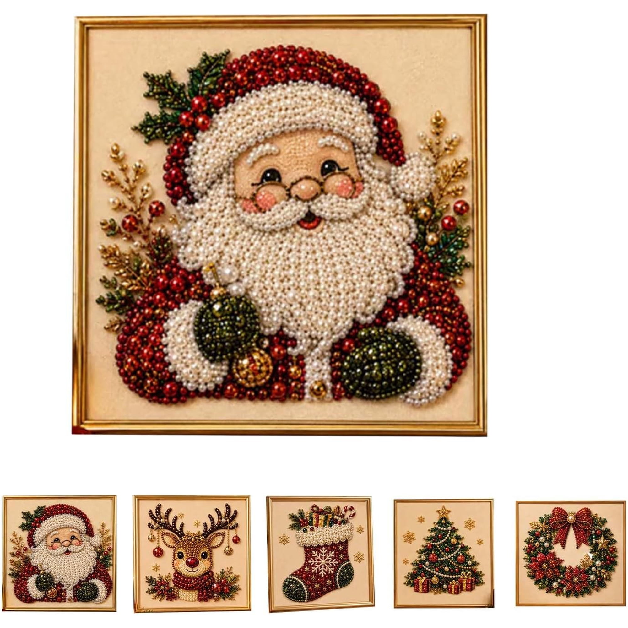 Clearance! Christmas Pearl Art Kits for Adults Pearl Diamond Art Diy Kits DIY Pearl Painting Kit for Adults & Beginners (Santa)