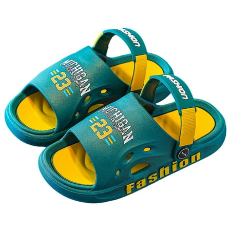 

Toddler Little Boys Slides Sandals Kids Clogs Summer Color Block Slip-On Slippers Shower Beach Pool Anti-slip Slippers for Kids Water Shoes for Boys Toddler Slides Green 4-5 Big Kid