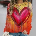 thumbnail image 5 of Hueook Women's V-Day Tees Women's Printed Long Sleeved Round Neck Pullover Top Hoodless Casual and Fashionable Sweatshirts Red 2X, 5 of 5