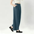 thumbnail image 4 of Women’s Wide Leg Wrinkle Pants High Waist Solid Color Business Trousers Casual Loose Pants with Pockets, 4 of 7