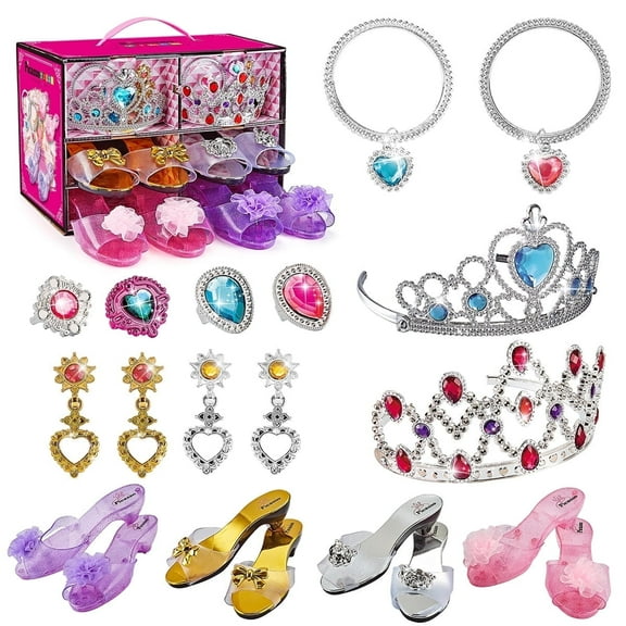 PicassoTiles Kids Fairytale Royal Princess Dress Up Toy Set with Tiara, Jewelry, Shoes & Fashion Accessories, STEM Creative Imagination Toy for Girls 5