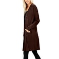 thumbnail image 2 of J. METHOD Women's Open Front Long Sleeve Cardigan Casual Basic Lightweight Soft Sweater with Slouchy Pockets NEWJ1440 Brown S, 2 of 5