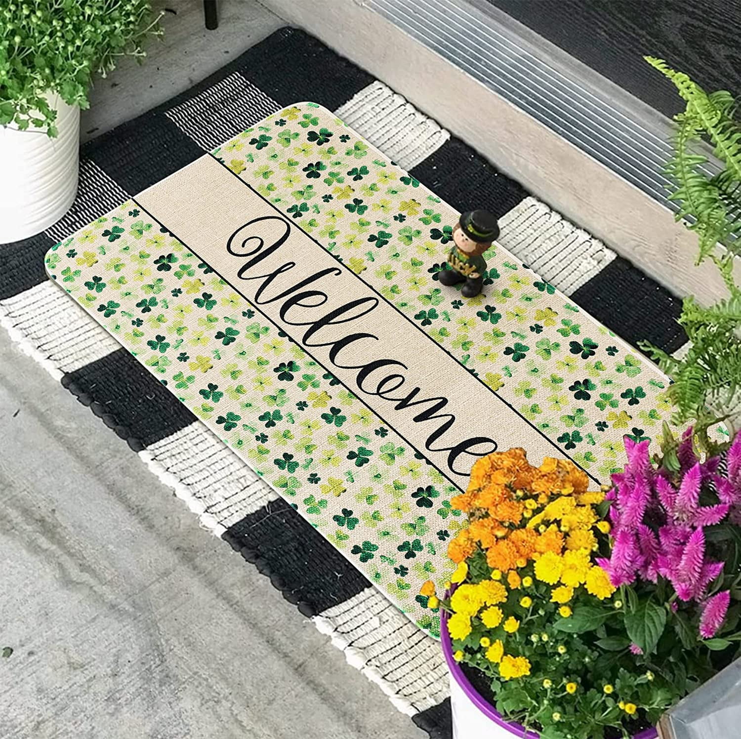 Nutksea Floral Decorative Doormat, Summer Farmhouse Flowers Doormat Rustic Floral Indoor Outdoor 17" x 30"